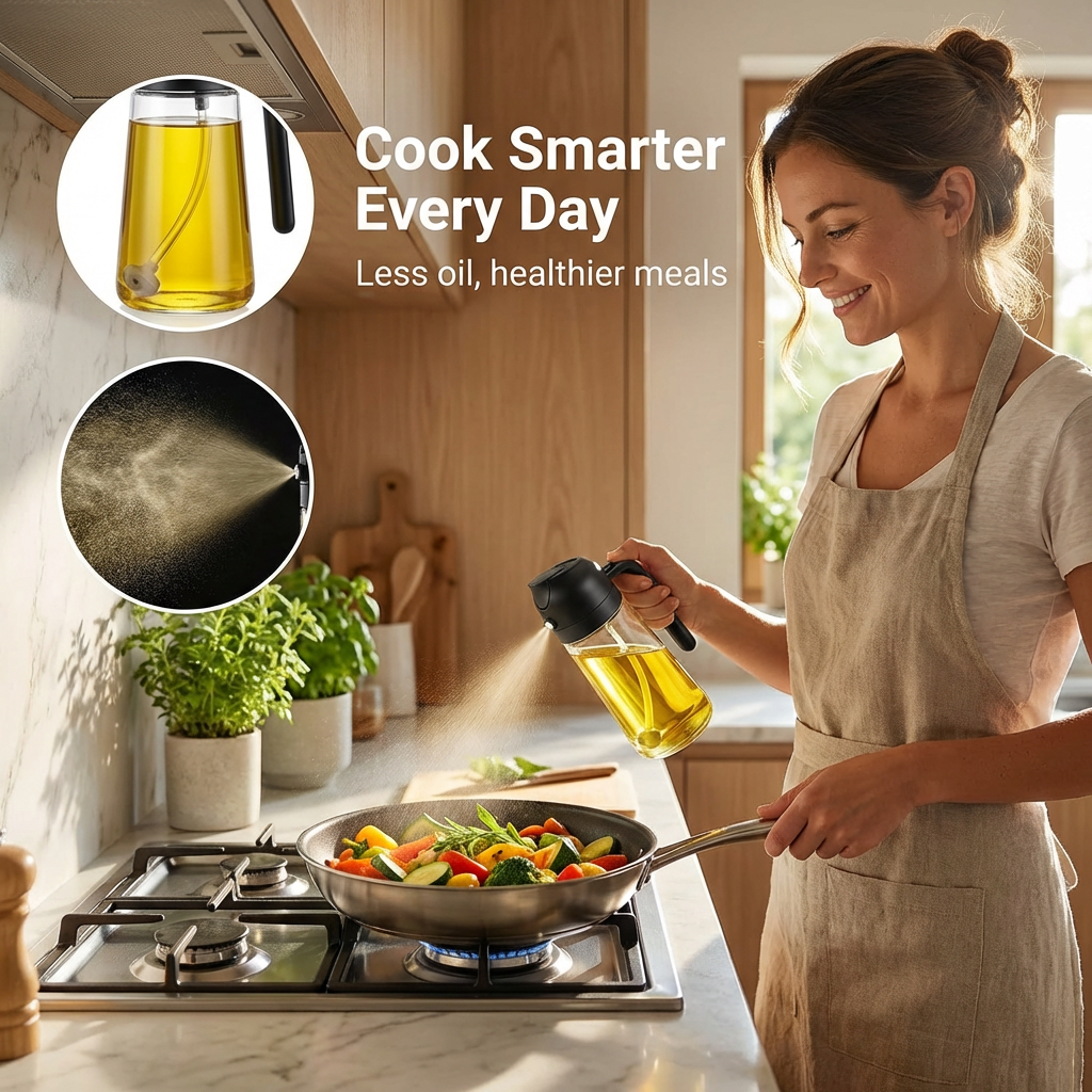 Smart 2-in-1 Glass Oil Sprayer & Dispenser